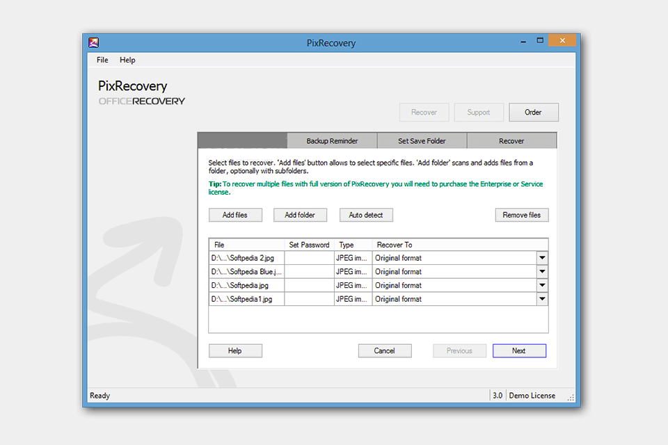 pixrecovery software to repair corrupted jpg interface