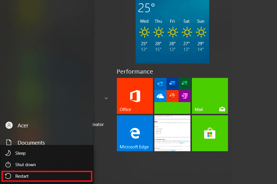 restart the computer in safe mode