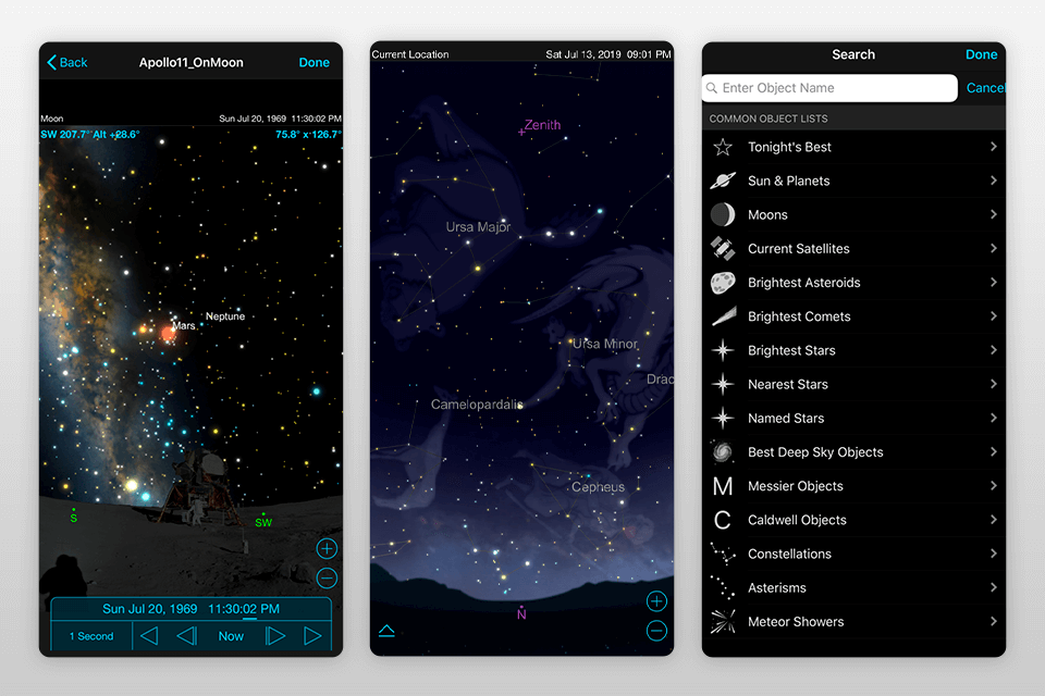 skysafari stargazing app interface