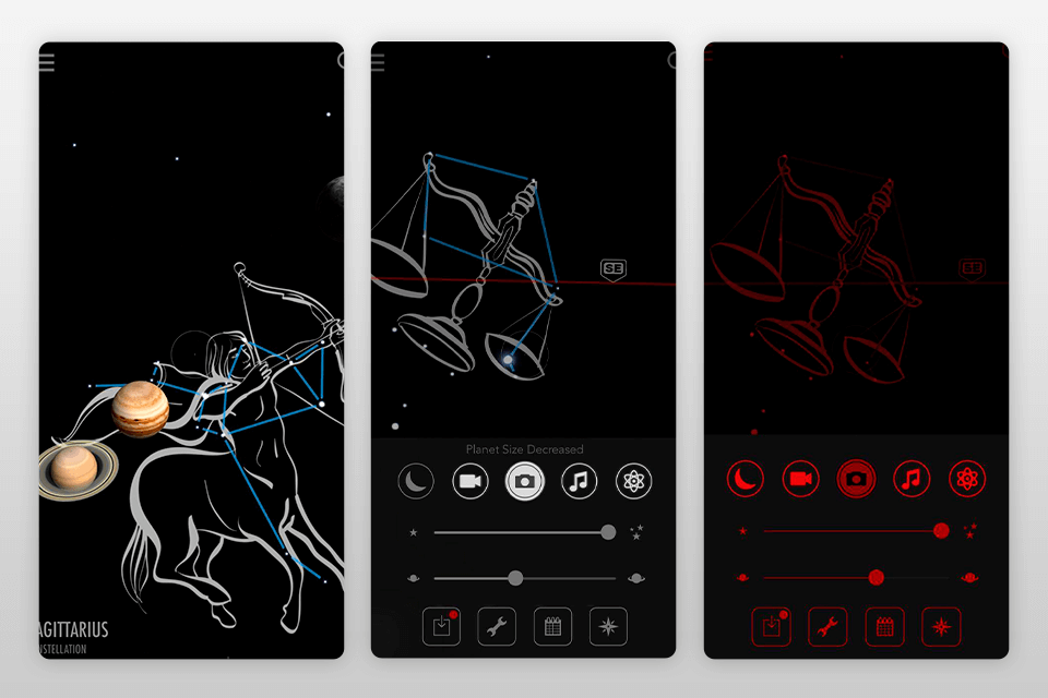 skyview lite stargazing app interface