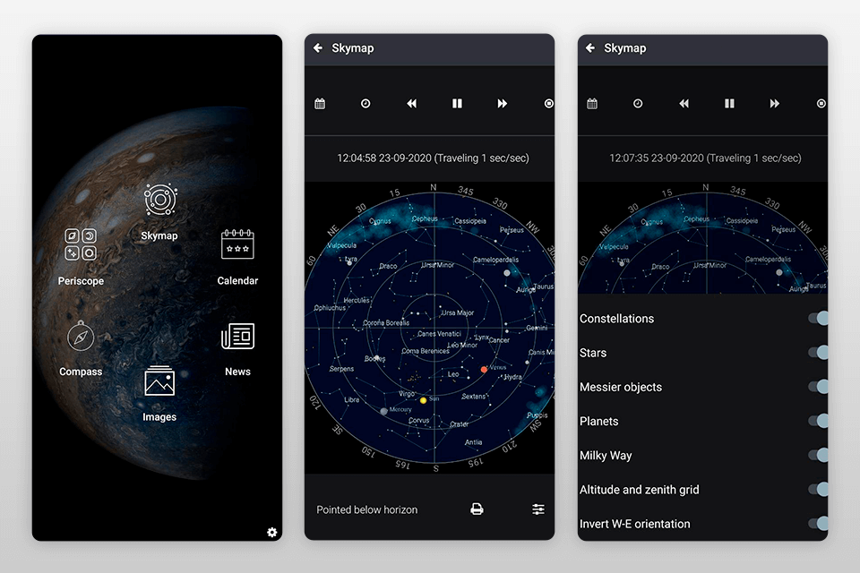 skywiki stargazing app interface