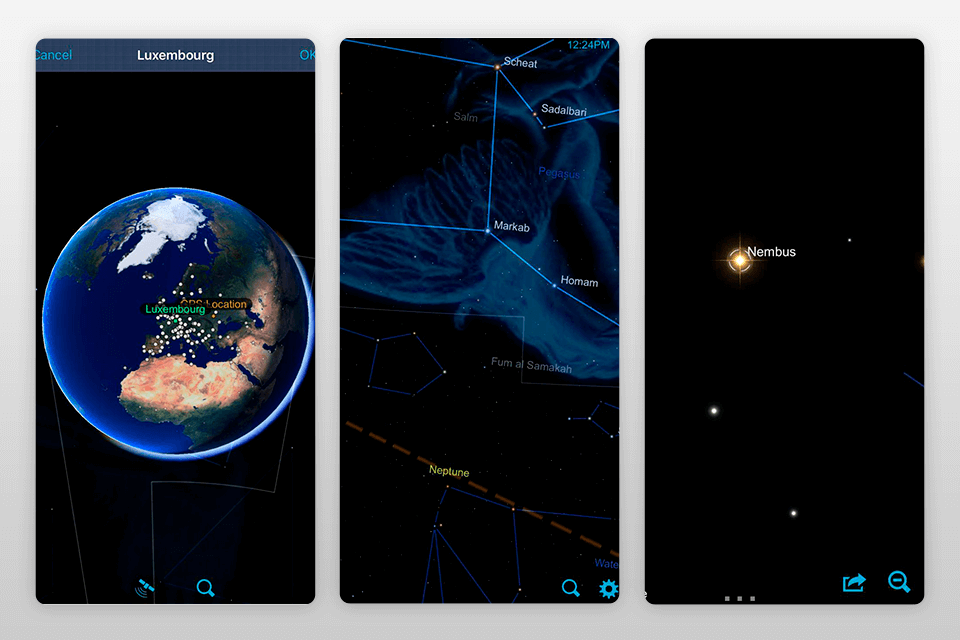 star chart stargazing app interface