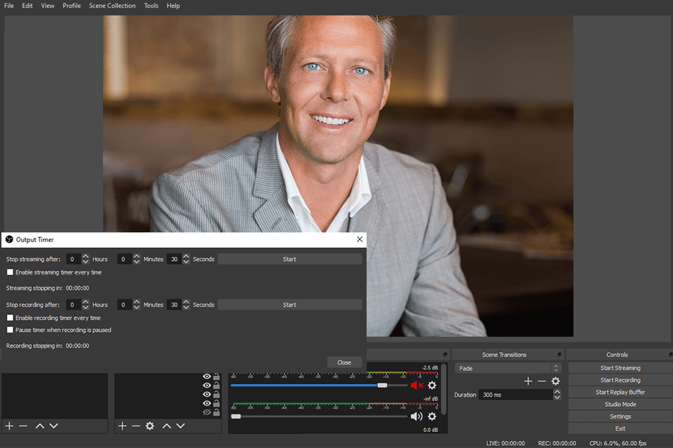 obs studio interface youtube streaming software