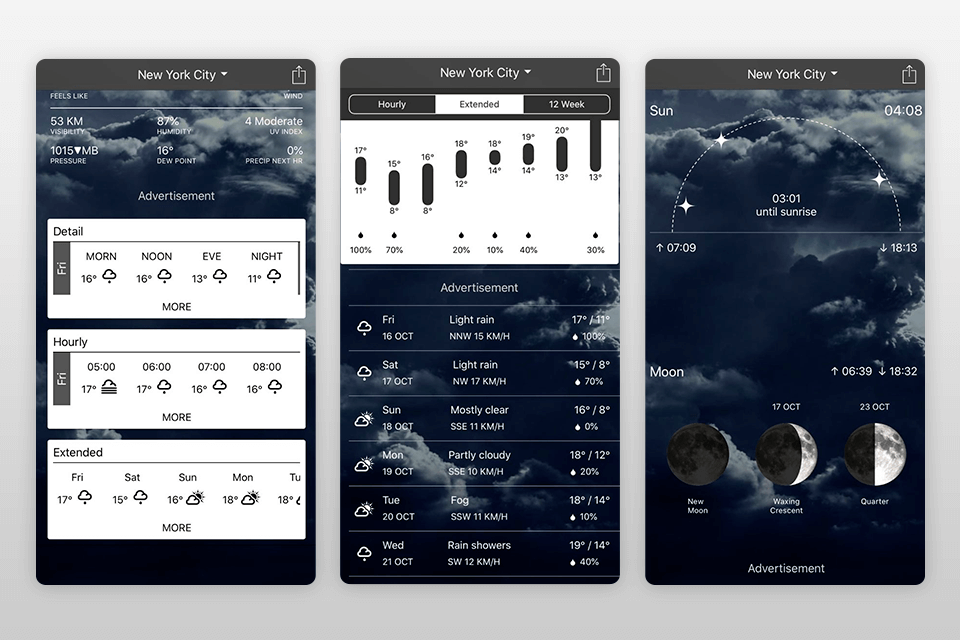 1weather app interface
