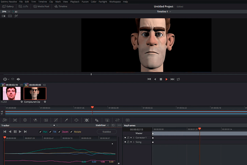 davinci resolve interface motion tracking software
