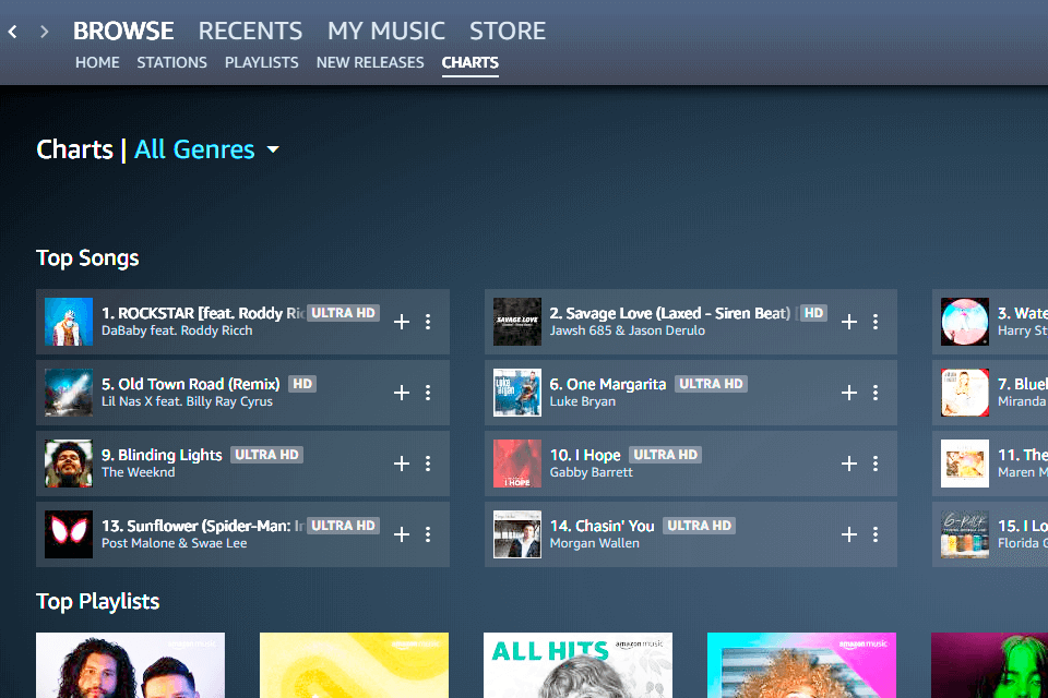 amazon music unlimited streaming service interface