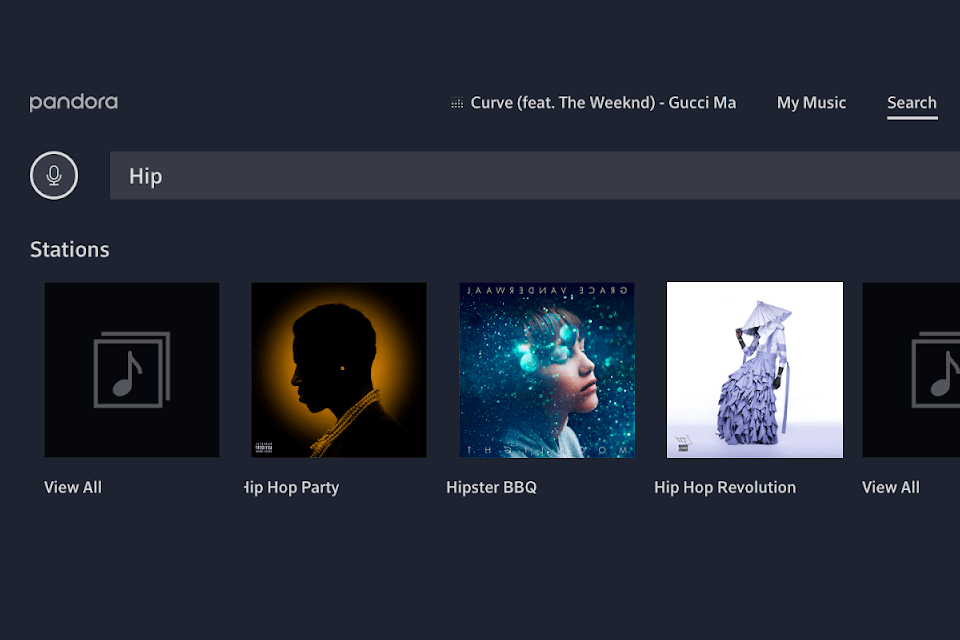 pandora music streaming service interface