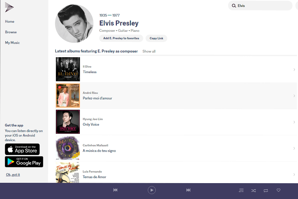 primephonic music streaming service interface