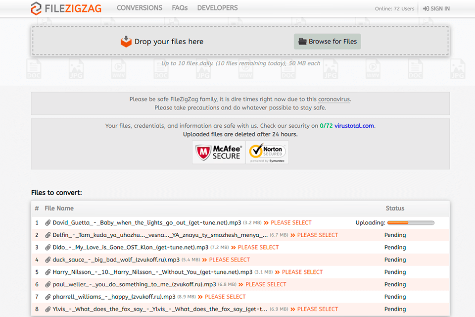 filezigzag free audio converter interface