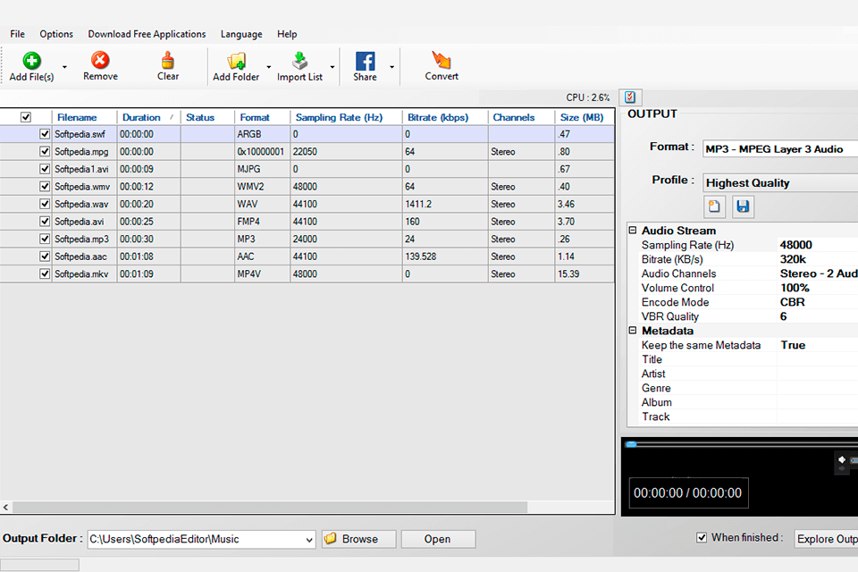 free audio converter interface