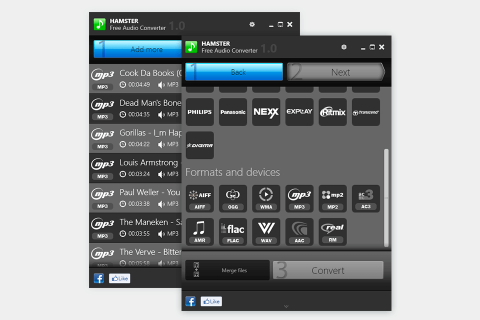hamster free audio converter interface