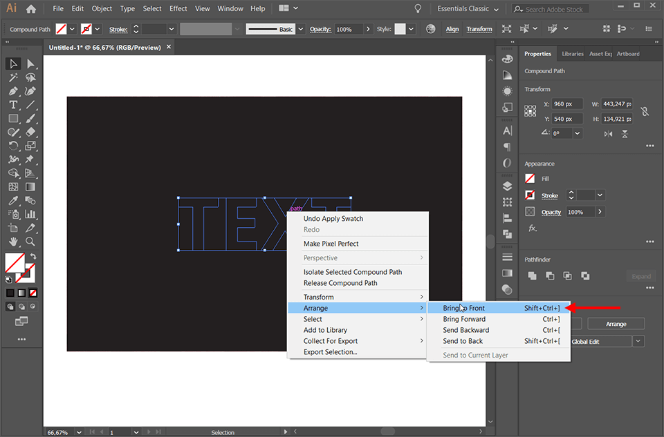 how to cut out text from an image in illustrator arrange