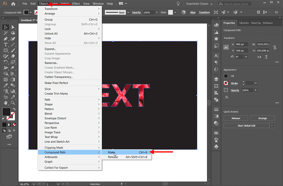 how to cut out text from an image in illustrator make compound path