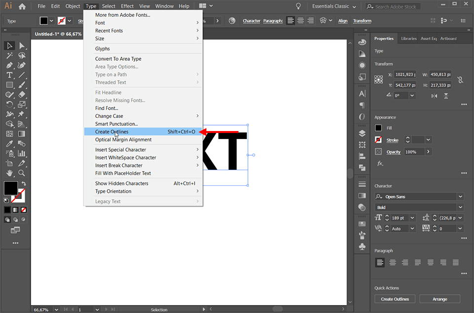 how to cut out text from an image in illustrator create outlines