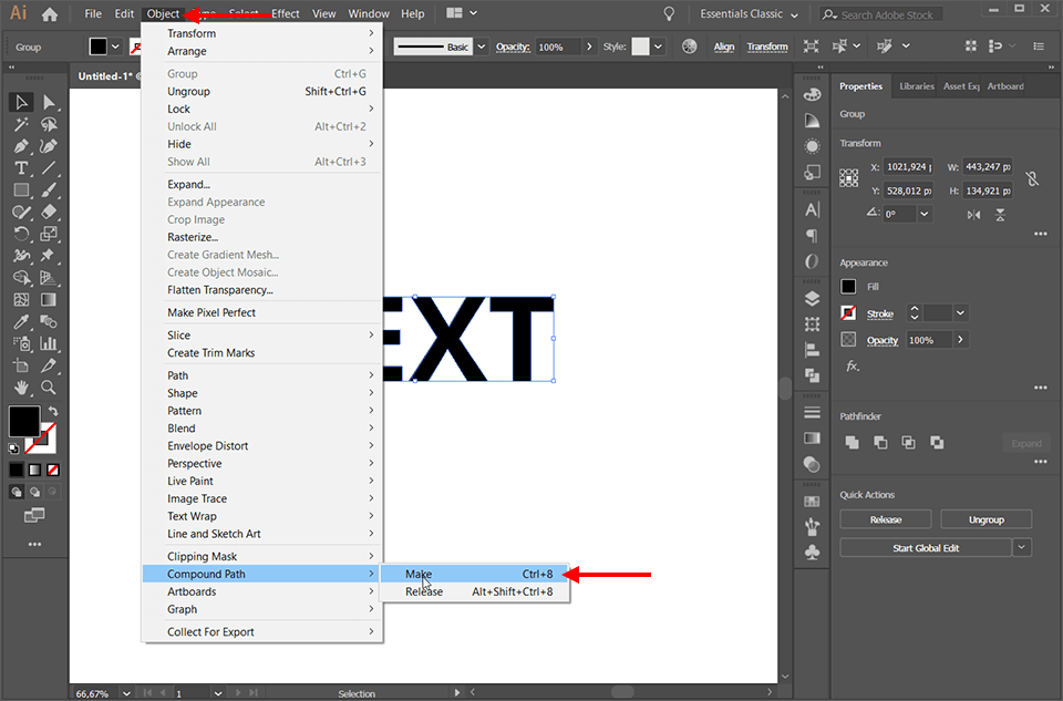 how to cut out text from an image in illustrator make compound path