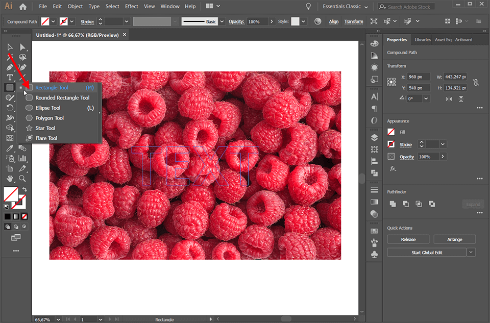 how to cut out text from an image in illustrator rectangle tool