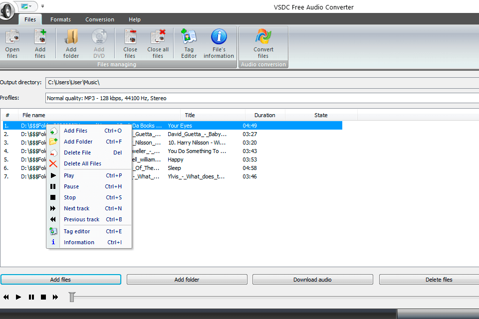 vsdc free audio converter interface