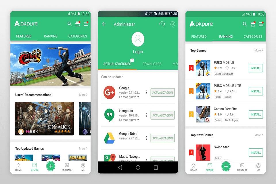 apkpure download interface