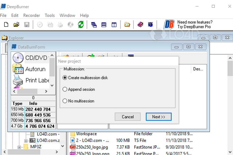 deepburner free cd burning software