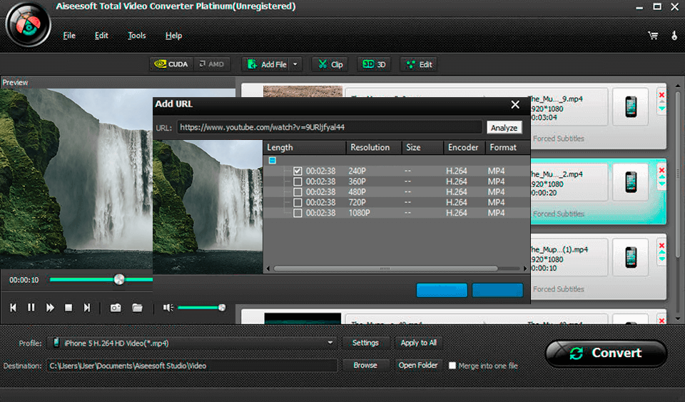 aiseesoft avi to mp4 converter interface