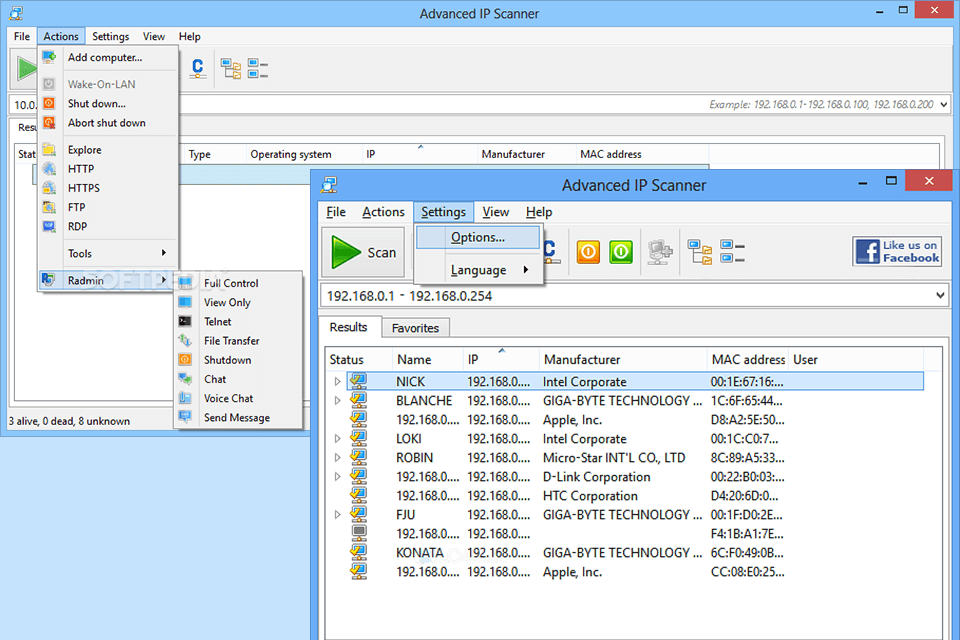 download advanced ip scanner 2.5 interface