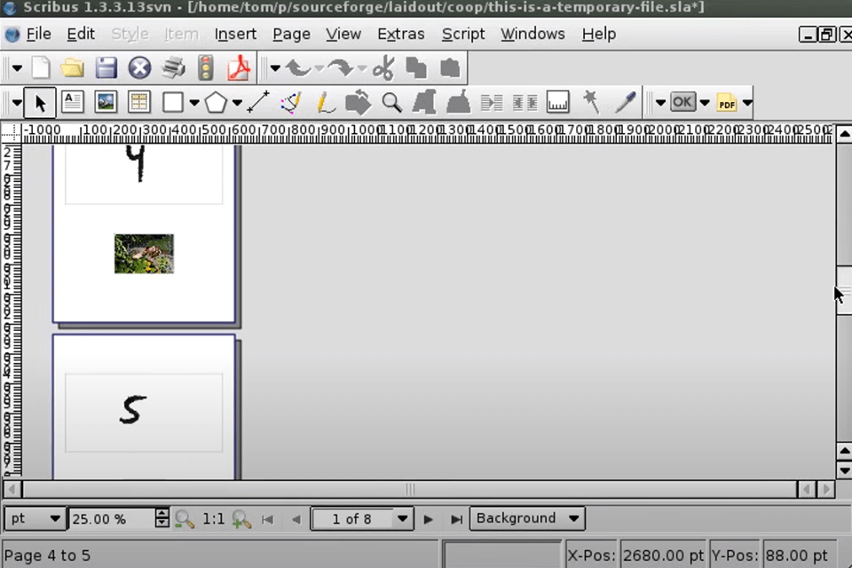 laidout for linux interface