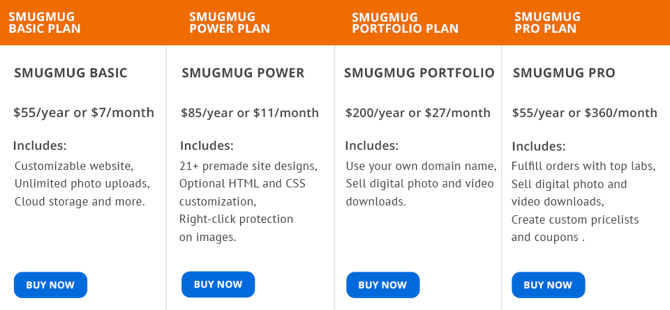smugmug pricing