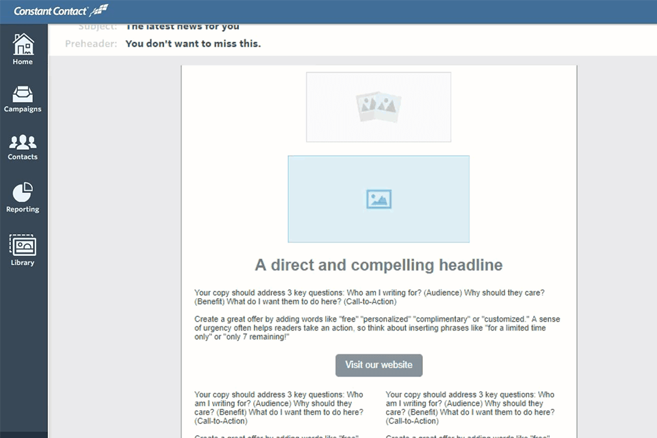 constant contact email marketing software interface