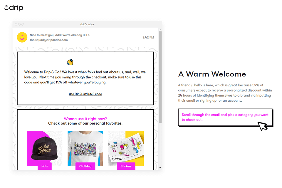 drip email marketing software interface