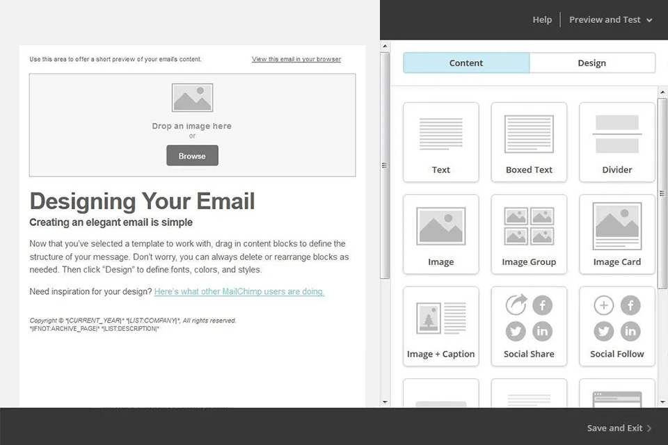 mailchimp email marketing software interface