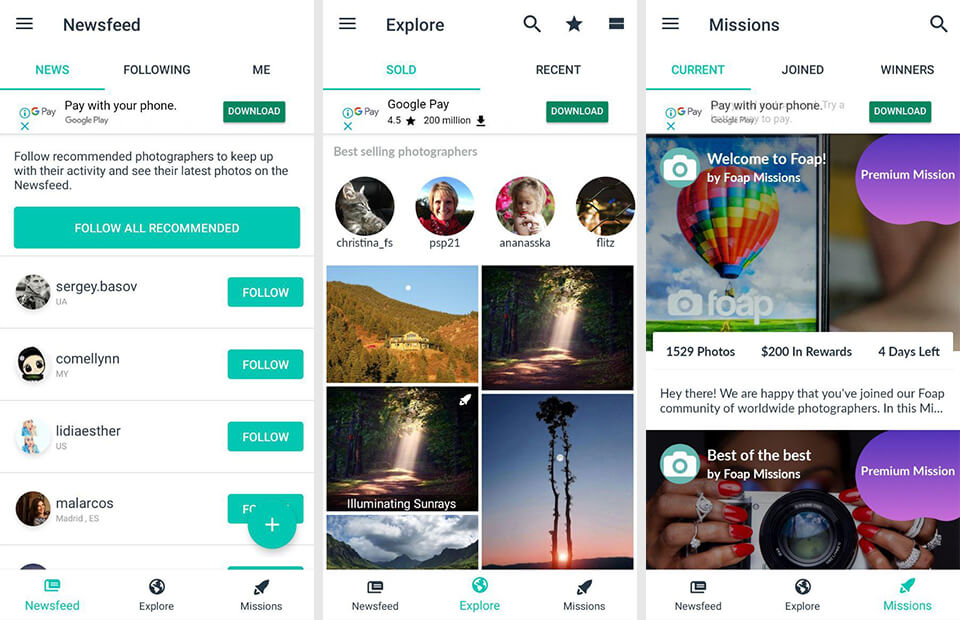 foap application main menus