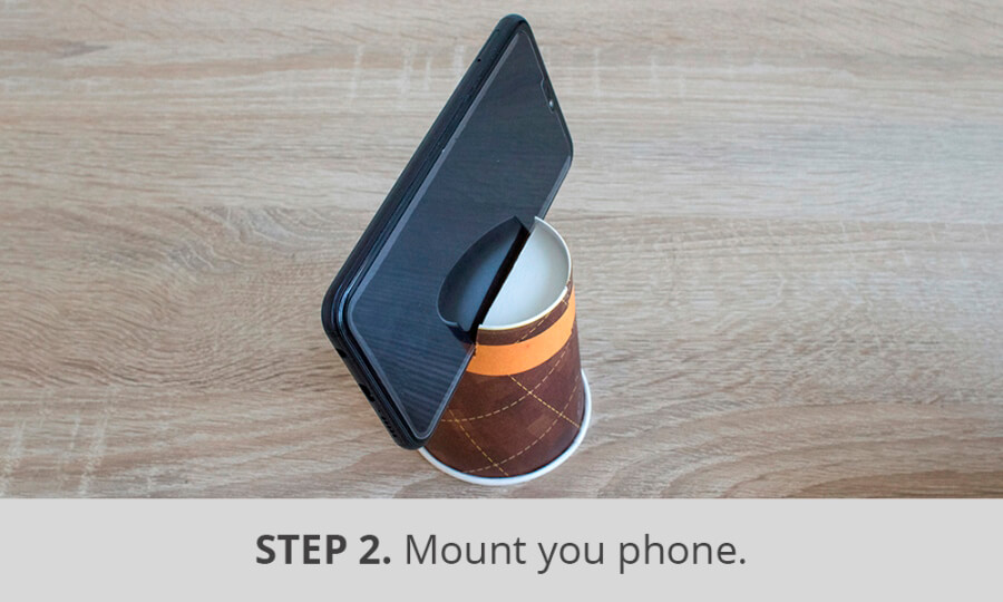 cup diy iphone tripod step 2