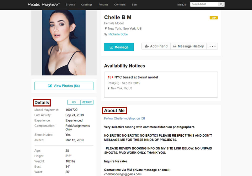 model mayhem contacting models