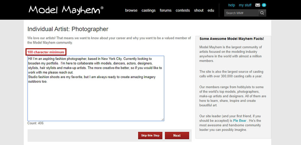 model mayhem description