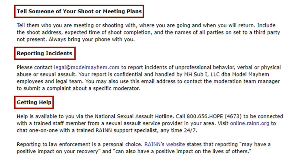 model mayhem member safety