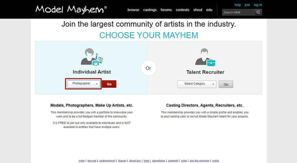 model mayhem signing up