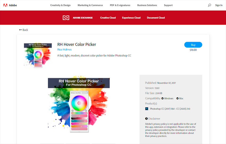 rh hover Farbwähler photoshop plugins