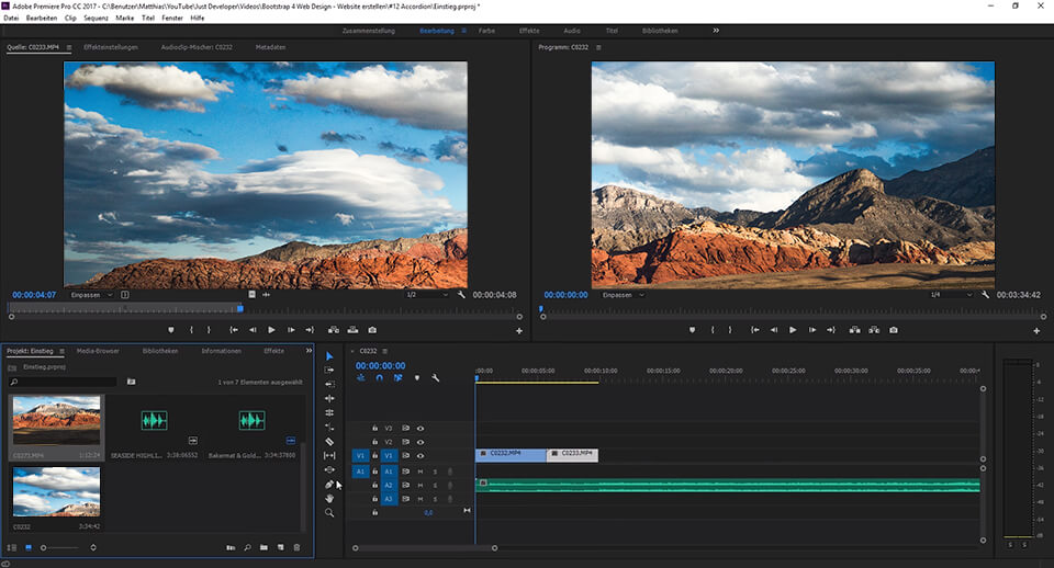 interface von adobe premiere pro