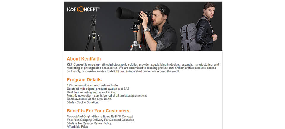 photographer affiliate program k&f concept
