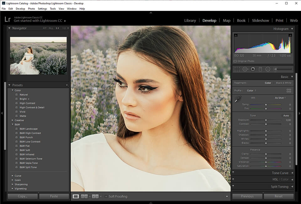 adobe lightroom foto editor interfaccia