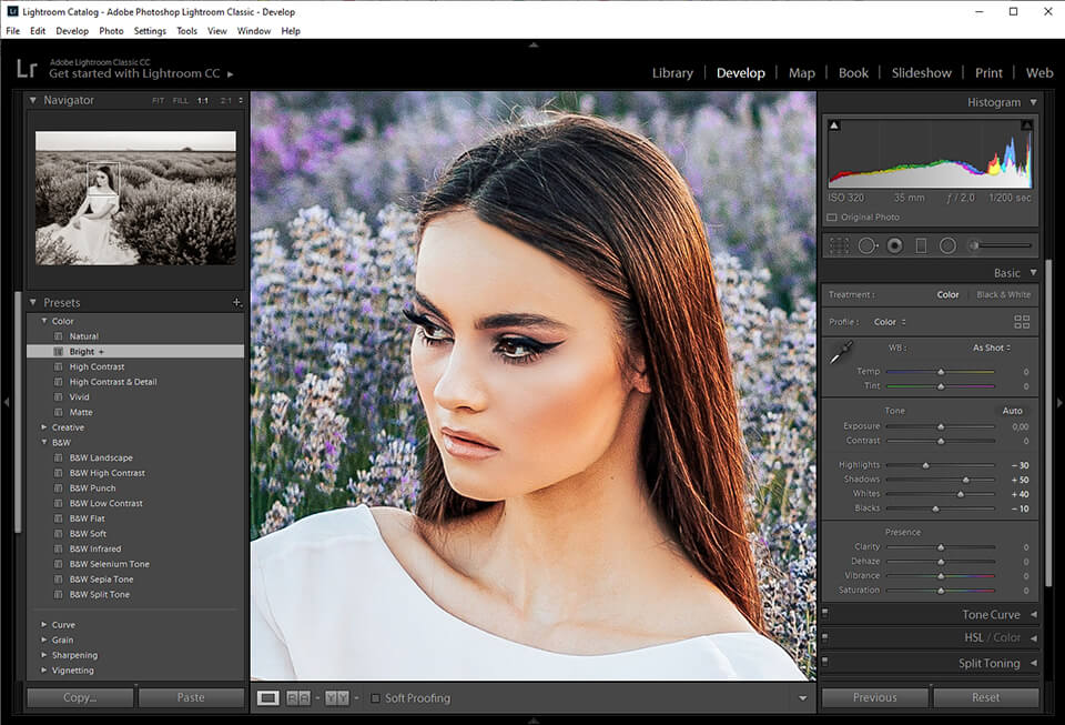 adobe lightroom foto editor interfaccia