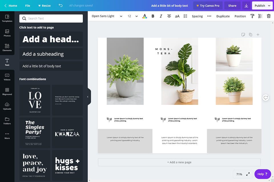 canva editor foto gratis interfaccia