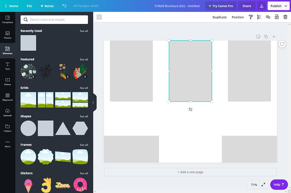 canva editor foto gratis interfaccia