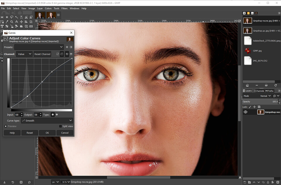 gimpshop editor foto gratis interfaccia