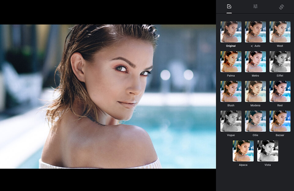 google photos photo editor interface