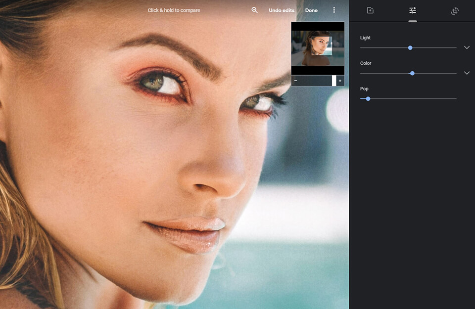 google photos photo editor interface