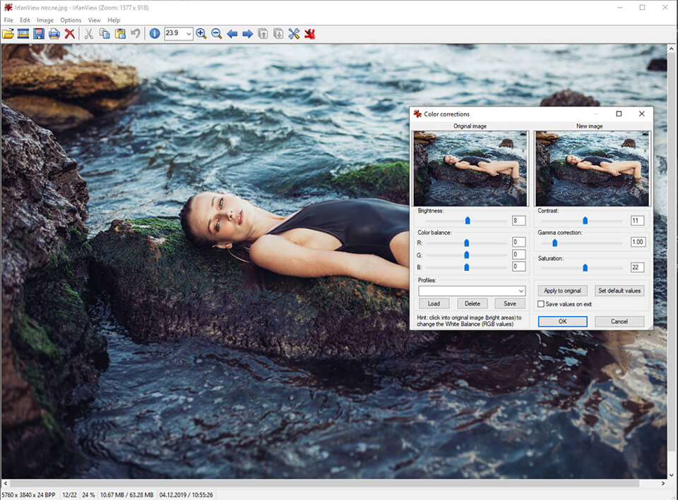 irfanview foto editor interfaccia