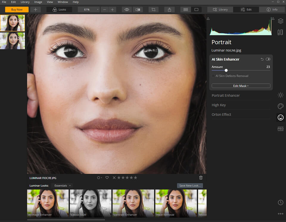 luminar foto editor interfaccia