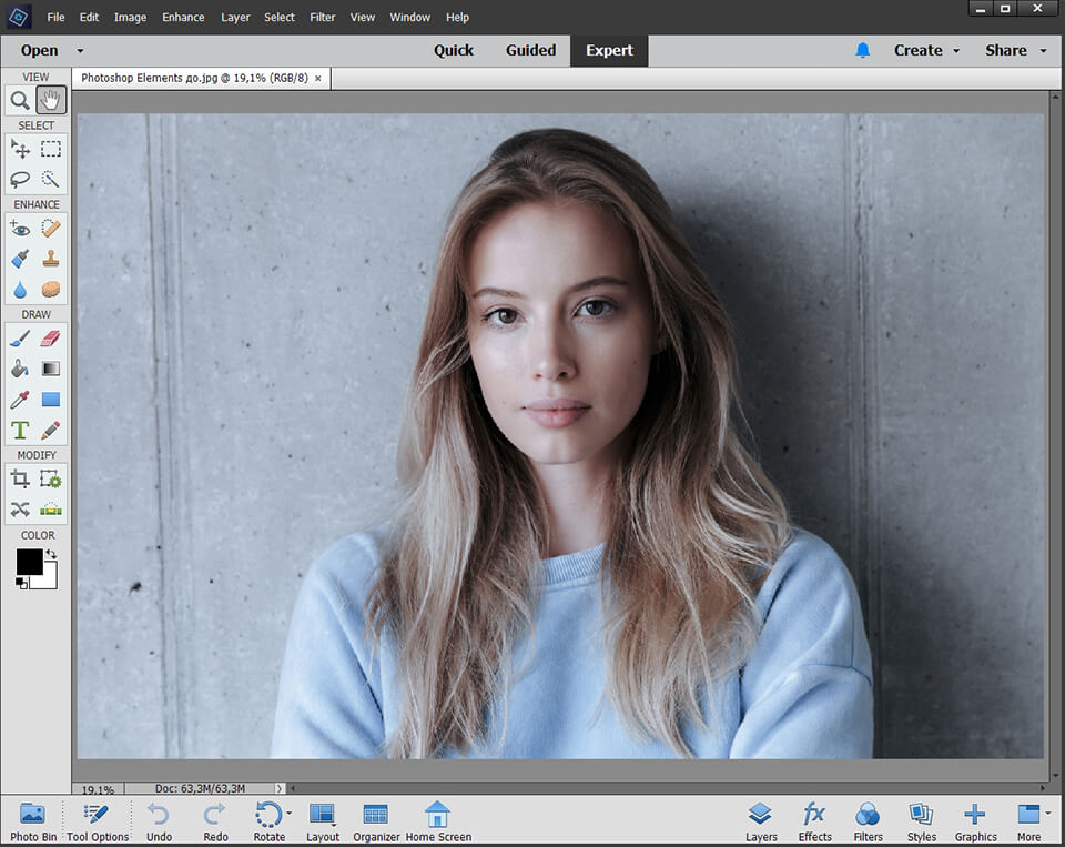 photoshop elements foto editor interfaccia