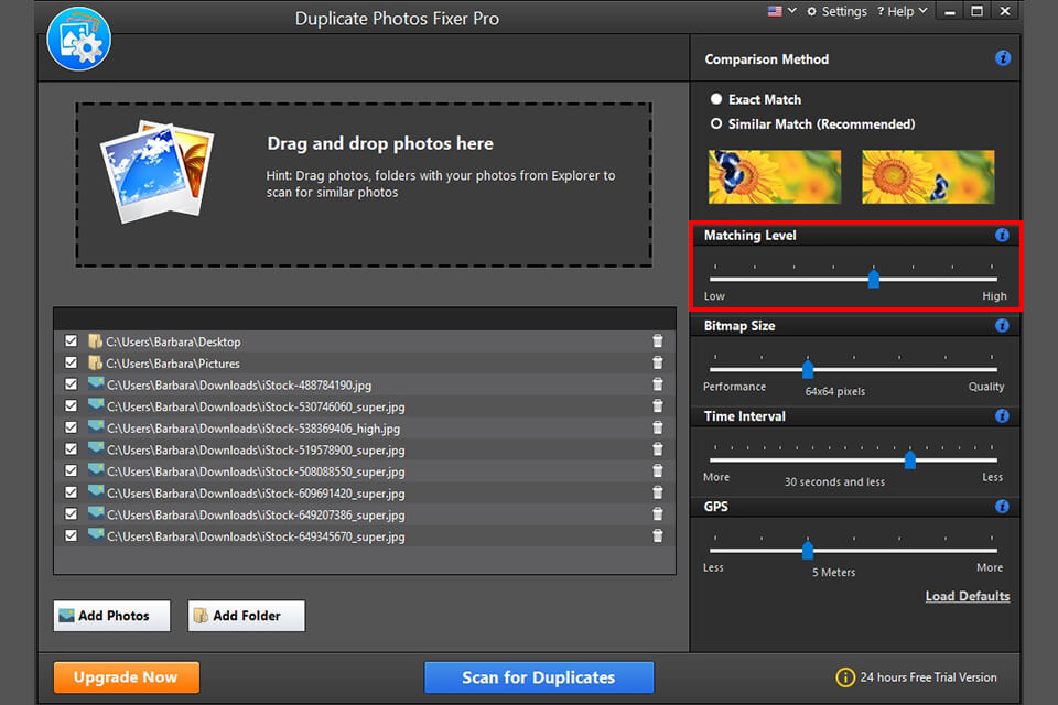 duplicate photos fixer pro matching levels